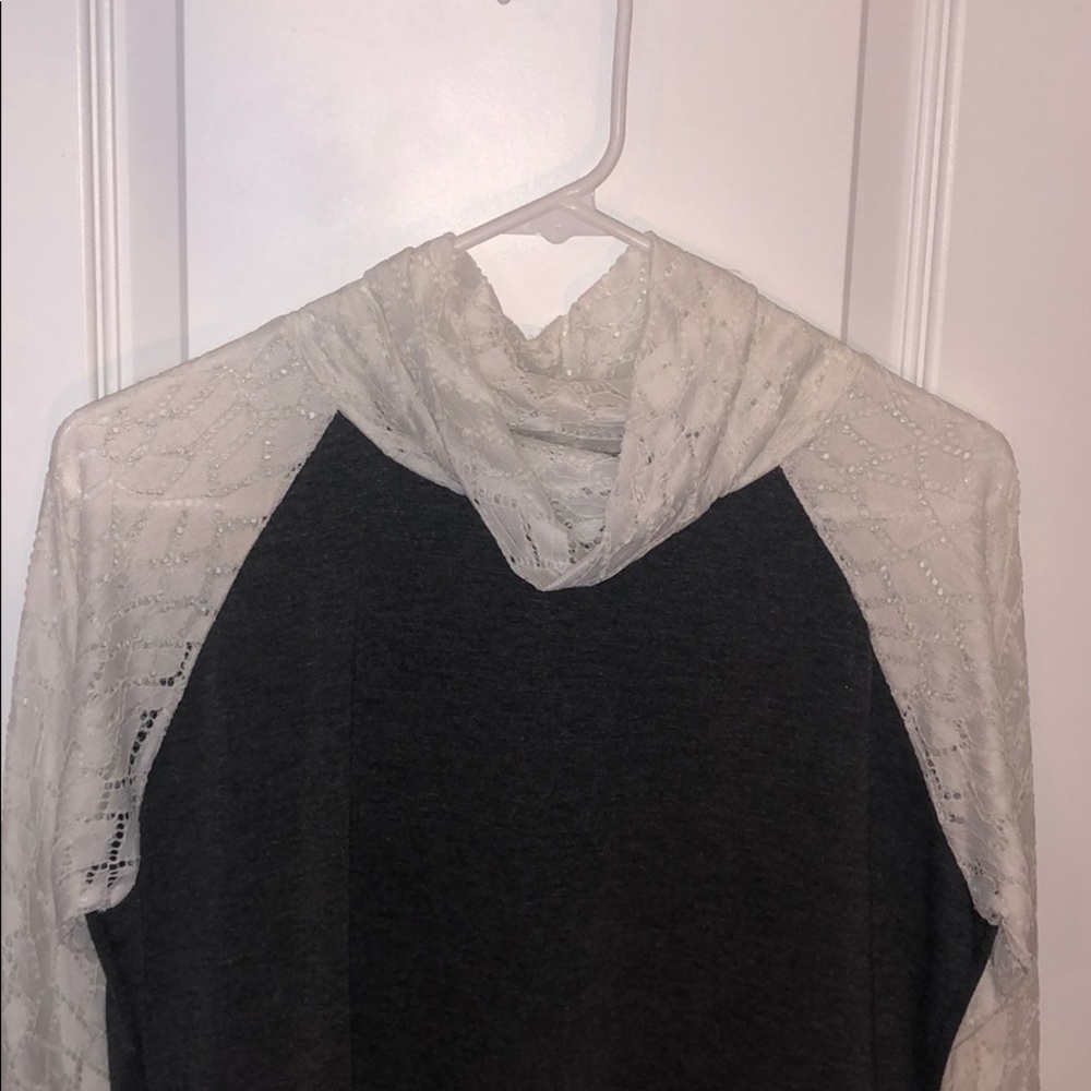 Dark grey with lace sleeves